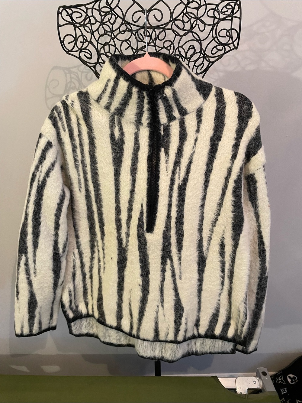 Anthropologie Black & White Striped Cowl-Neck Sweater